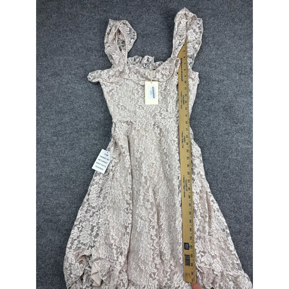 Joyfolie Dress Womens XS Blush Elowen Lace Ruffle Asymmetrical High Low Midi - Picture 6 of 10